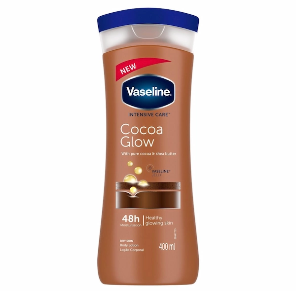 vaseline-cocoa-glow-body-lotion-400ml لوسیون بدن وازلین شکلاتی Cocoa Glow حجم 400 میل